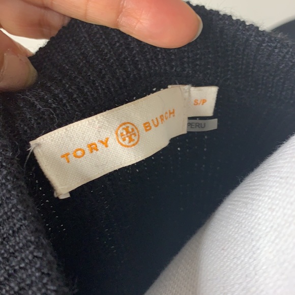 TORY BURCH BRISTOL FRINGE SLEEVE WOOL SWEATER SZ S  BLACK - Picture 8 of 10